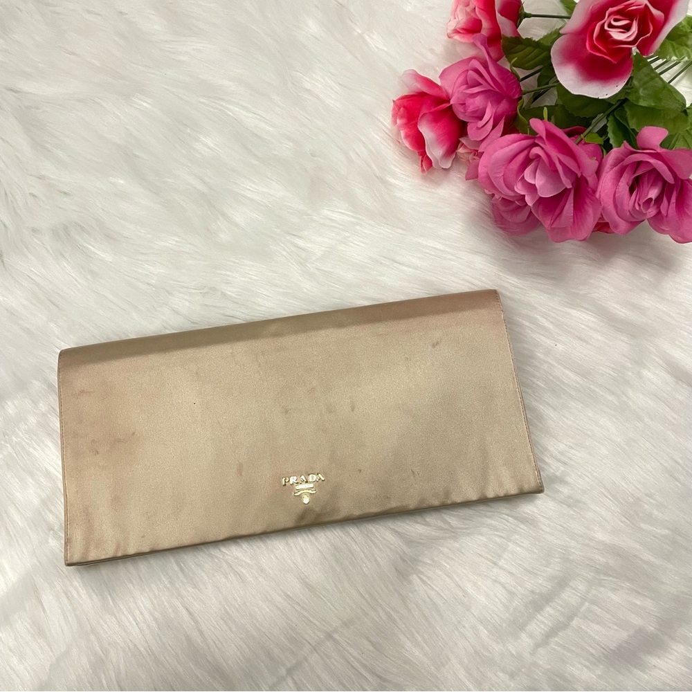 Prada Beige Satin Clutch